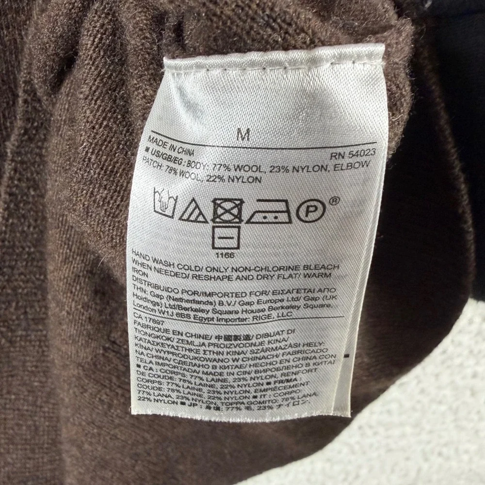 Banana Republic Mens Brown Wool Blend Italian Yarn Elbow Patch Sweater M Preppy